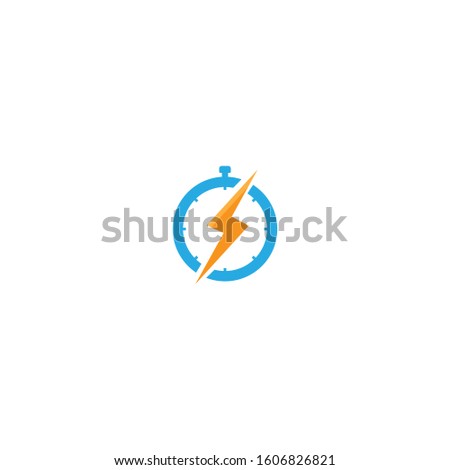 Fast time Flash energy electric logo design concept flat vector icon