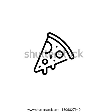 Pizza slice icon template. Vector street food symbol illustration. Line pizzeria logo background. Modern concept for italian restaurant, cafe, delivery