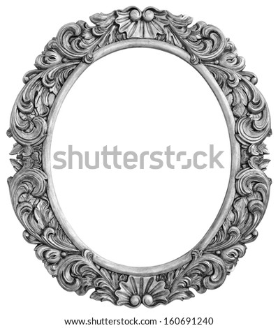 Antique silver plated frame Isolated with Clipping Path