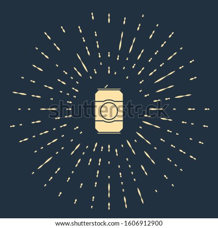 Beige Beer can icon isolated on blue background. Abstract circle random dots. Vector Illustration