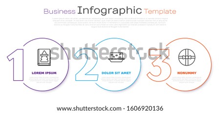 Set line Christmas book, Nougat with nuts and Gift box. Business infographic template. Vector