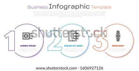 Set line Remote control, Tablet and Smartwatch. Business infographic template. Vector