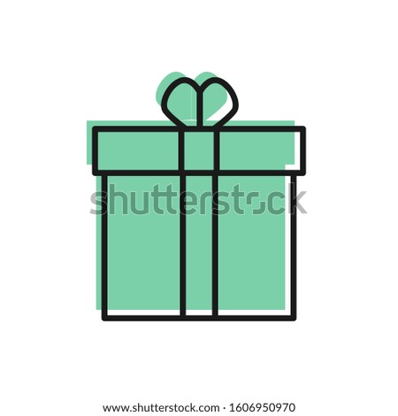 Black line Gift box and heart icon isolated on white background. Valentines day.  Vector Illustration