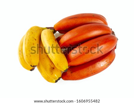 assorted bananas isolated on white