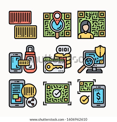 Barcode Color icons Pack vector