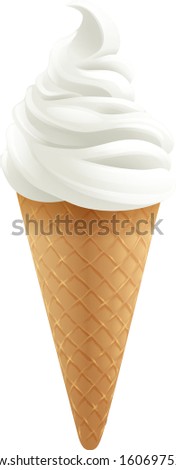 An ice cream waffle cone cartoon illustration 
