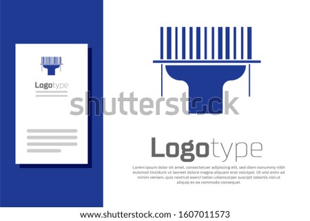 Blue Scanner scanning bar code icon isolated on white background. Barcode label sticker. Identification for delivery with bars. Logo design template element. 