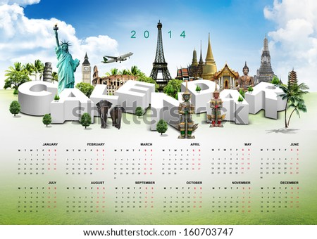 Calendar on travel background