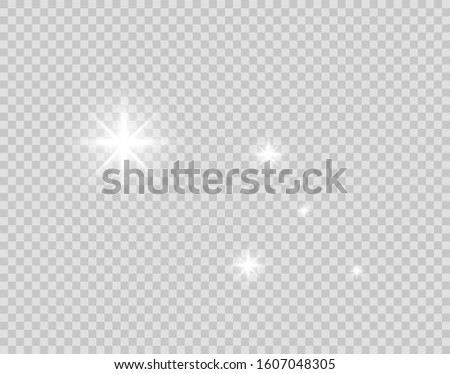 Set of gold glowing light effects isolated on transparent background. Glow light effect. Star exploded sparkles. Vector illustration