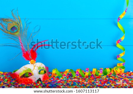 Carnival decoration on blue background
