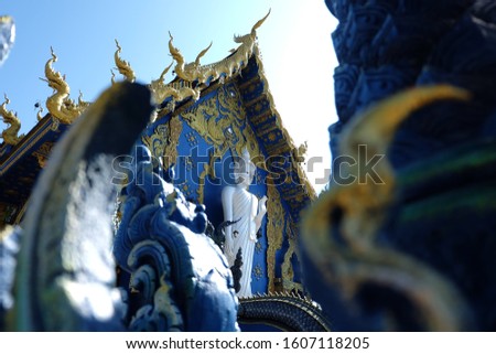 Religious art, with Buddha Front of the church in Thailand