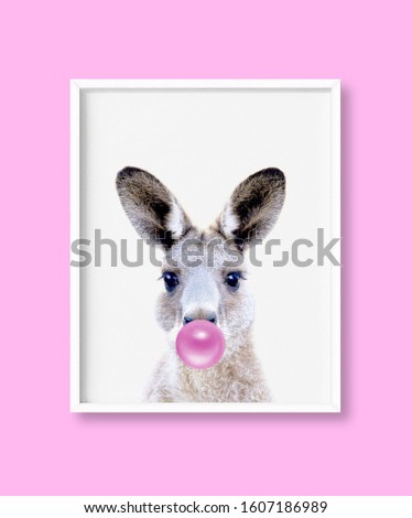 cute kangaroo in photo frame 