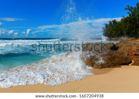 picture of the rocky coast at the North Shore of Oahu, Hawaii