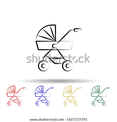 Pushchair of baby multi color style icon. Simple thin line, outline vector of maternity icons for ui and ux, website or mobile application
