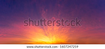 Panorama nature  sky background, twilight time before sunrise or after sunset scene.