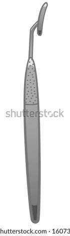 Metal mouth mirror for dentist side view isolated illustration. White background, vector.