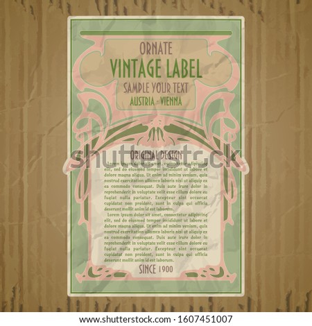 vector vintage items: label Art Nouveau	
