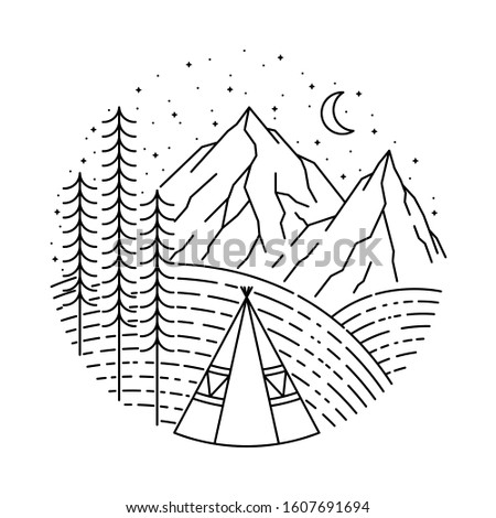 Indian Camp Nature Mountain Graphic Illustration Vector Art T-shirt Design