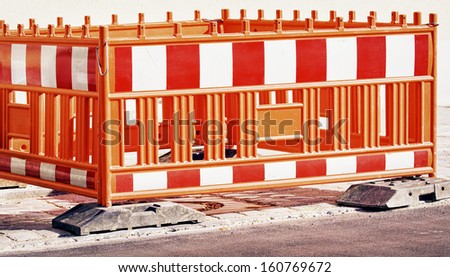 security barrier at a road construction site