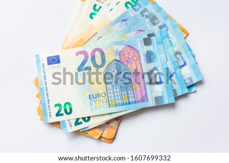 Euro money bundle on white background