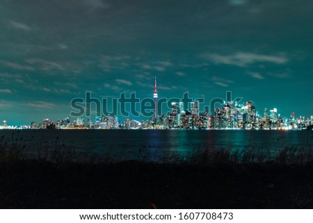 Night view of Toronto at Wards Island