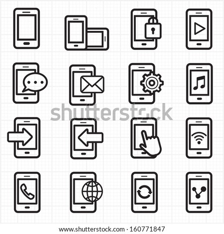 Mobile phone icons vector