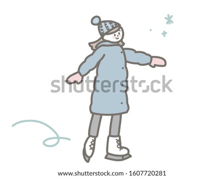 It is a cute illustration of a child ice skating.