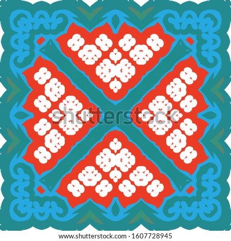 Ornamental talavera mexico tiles decor. Vector seamless pattern collage. Kitchen design. Red gorgeous flower folk print for linens, smartphone cases, scrapbooking, bags or T-shirts.