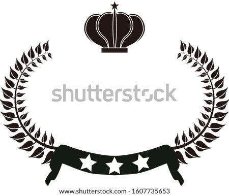 This is a illustration of Wide Round frame of laurel and crown and Ribbon 