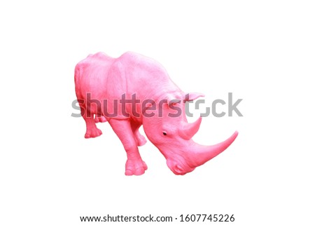 Pink rhino isolate on white background.