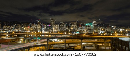 downtown Portland OR at night from the east side