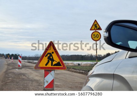 Road signs and road repair