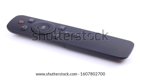 Close up tv remote isolated on a white background