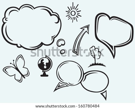 Speech bubbles isolated on blue background