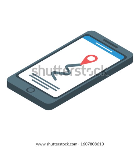 Smartphone hiking route icon. Isometric of smartphone hiking route vector icon for web design isolated on white background