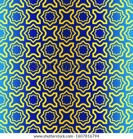 Geometric Pattern. Ethnic Ornament.  Illustration. For Greeting Cards, Invitations, Cover Book, Fabric, Scrapbooks. Blue yellow color.