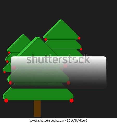 Christmas trees with red balls and place for an inscription