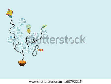 Diwali firework display isolated on colored background 