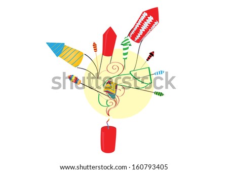 Diwali firecrackers isolated on white background 