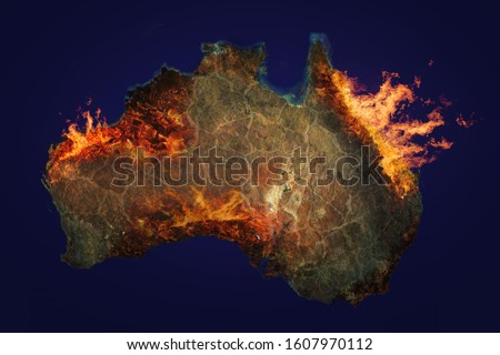 Graphic content. View of Australia from space during a terrible tragedy: the continent was swept by large-scale fires a natural disaster . Elements of this image furnished by NASA
