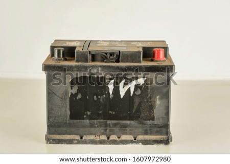 Close-up of car battery Object on a White Background
