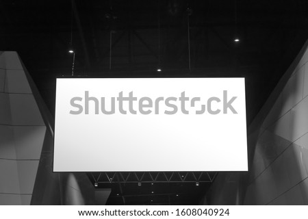 Mock up. Indoor advertising in the fair or event, Promotion board hanging with empty white mock up signage