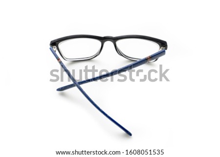 Men's black plastic glasses on a white background