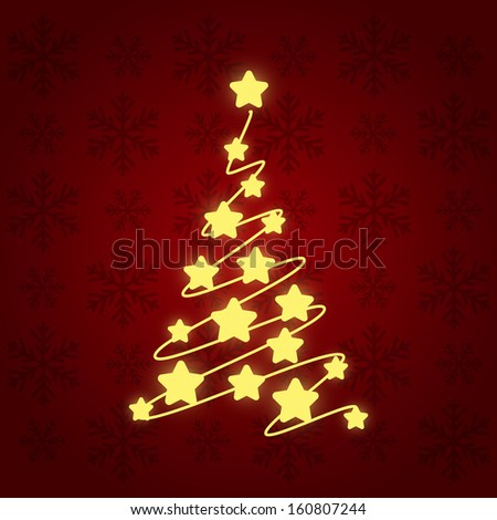 Starry Christmas tree on red
