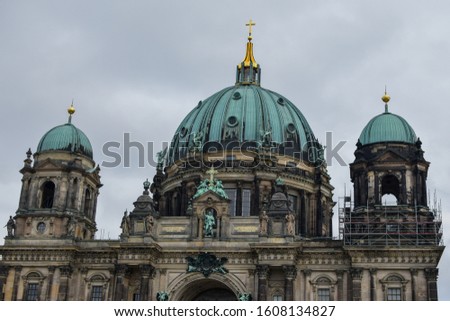 
view of the Berlin Cathedral parts on reconstruction autumn