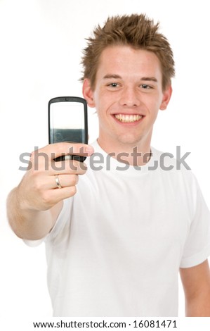 An attractive young man taking a photo of himself