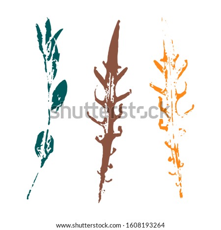 Set of stamp leaves. Vector objects isolated on white background.