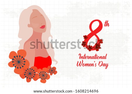 International women's day beautiful woman face illustration fashion flat style design simple banner template for sale image cosmetic greeting card invitation