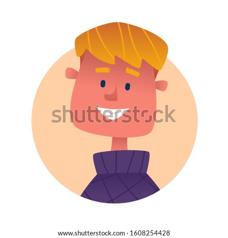 Blond teenage boy smiling. Vector illustration.