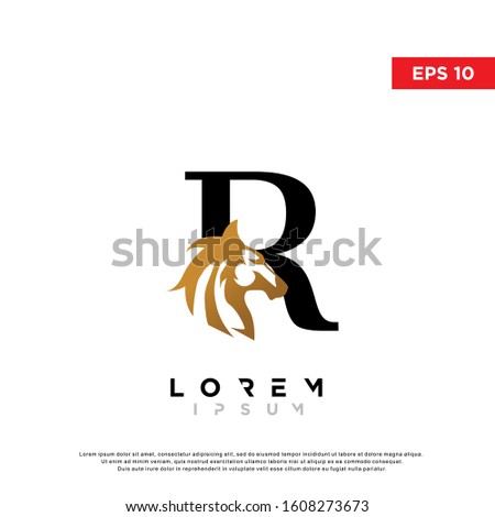 luxury initial letter r horse logo. modern icon, template design
